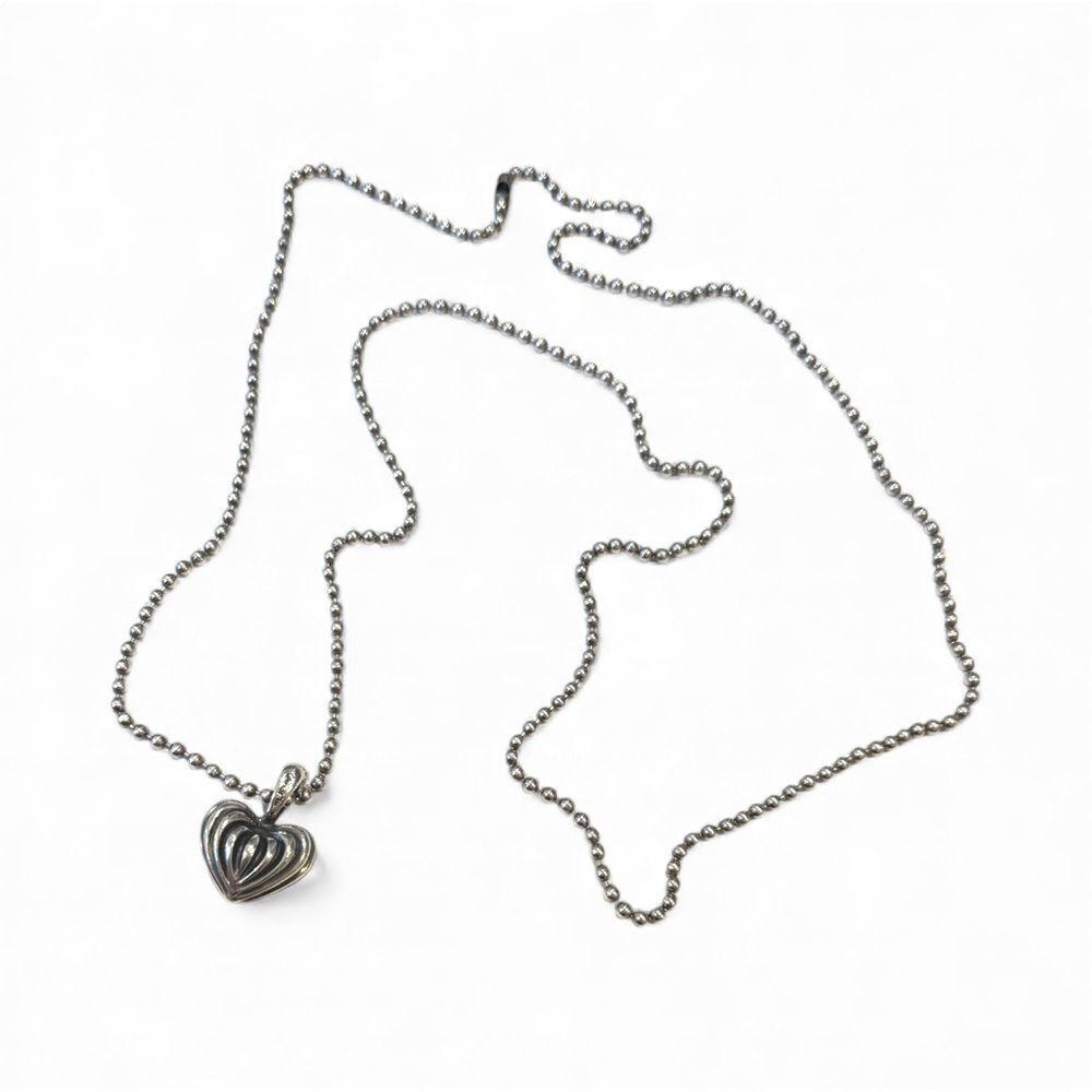 LAGOS Caviar Fluted Heart Pendant Ball-Chain Necklace 
 (30”)